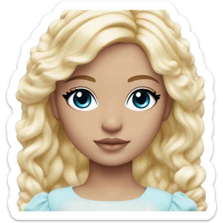 ocean blue doll eyes, blonde hair, feminine, pink, girl, angelic sticker
