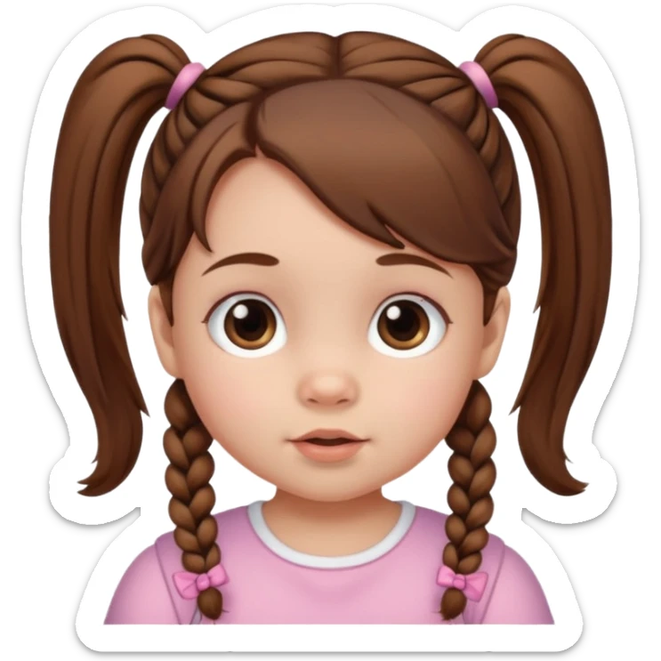 baby girl with brown hair and pigtails sticker