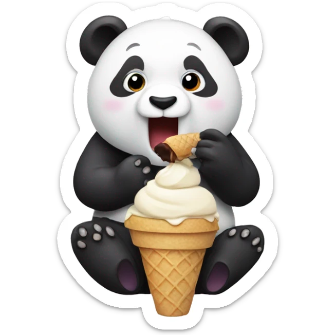 Panda eating ice cream sticker