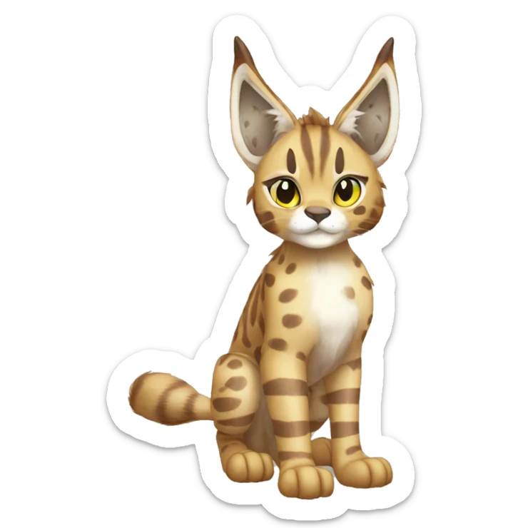 Striped and spotted Lynx-Caracal-Fakemon-hybrid full body sticker