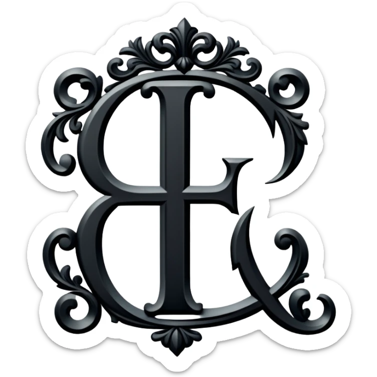 Black gothic Victorian , letter “F” eff F f F f of the alphabet sticker