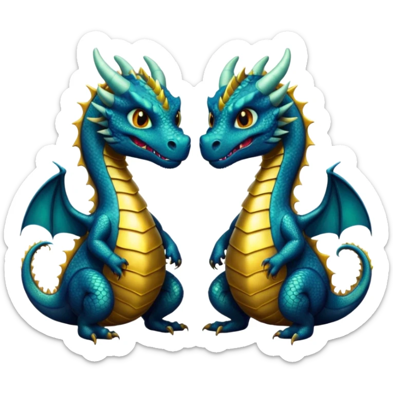 2 dragons, 1 is black and the other is gold, the gold is smaller than the black one sticker