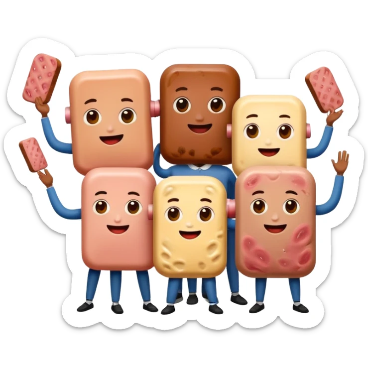 spam artists welcoming guests at a spam meat art gallery exhibition  sticker