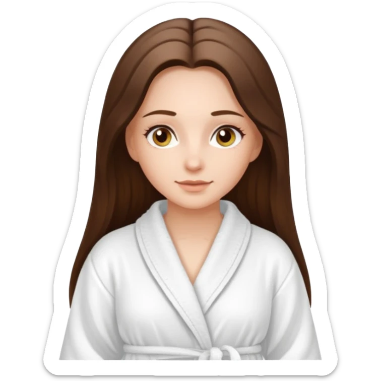 white long brunette hair girl with hazel eyes in a bathrobe  at the spa sticker