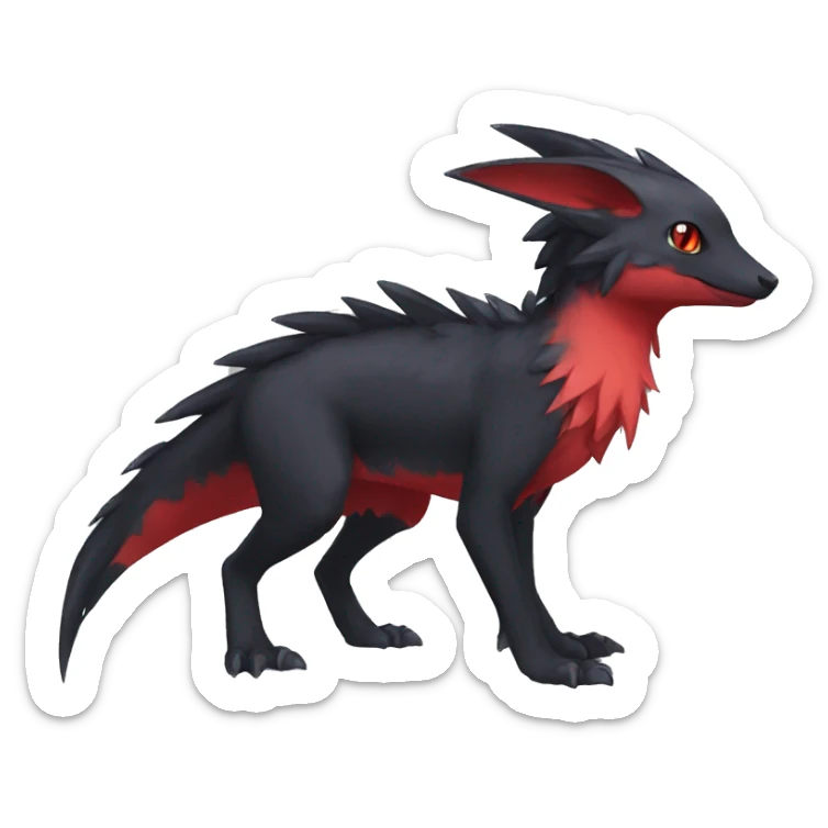 Cute cool black red nargacuga animal hybrid Fakemon full body sticker