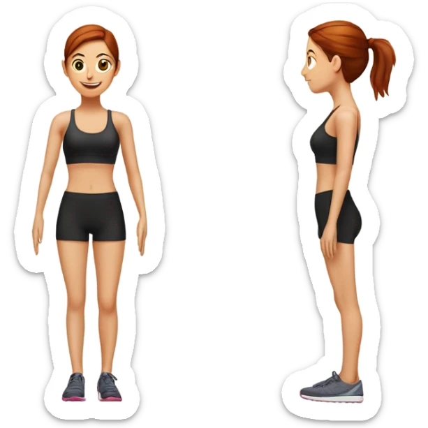 reformer pilates with girl with red brown hair and lightly tanned ski sticker