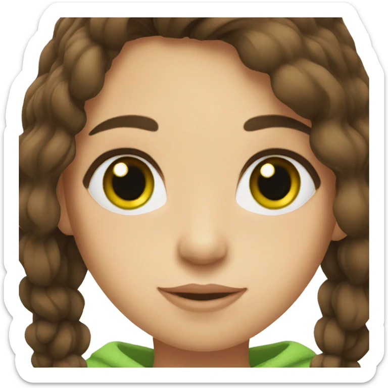 Girl with log dark brown hair and green eyes sticker