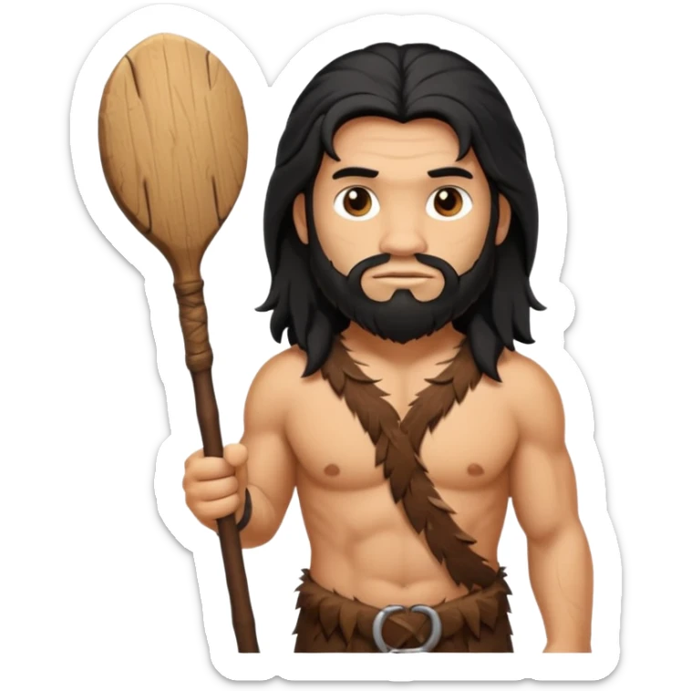 CAVERNÍCOLA con su palo en la mando y recargado en el hombro  sticker