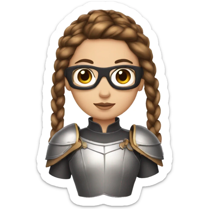 Girl knight with French braids, brown hair and sunglasses sticker