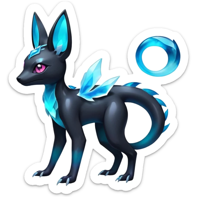Colorful Dark Shiny Ethereal Exotic Salandit-Aurorus-Glaceon-Umbreon-Fakémon-hybrid-creature (full body)  sticker