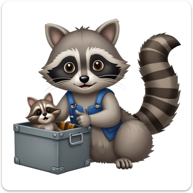 A cool raccoon giving the thumbs up next to a sad cat locked in a trap. sticker