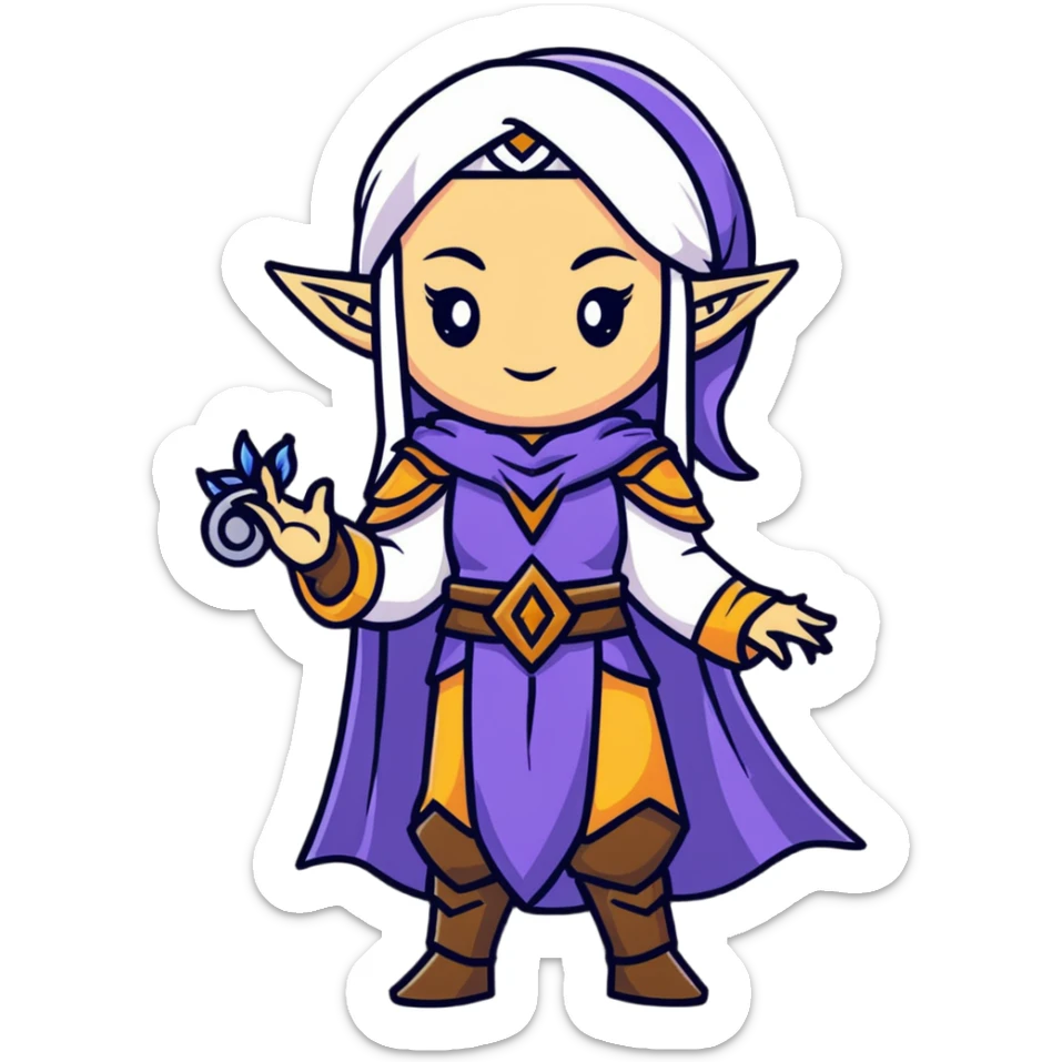 Lineage 2 female characters with Human mystic, Elven ranger, female Dwarf artisan, and Dark Elf sorceress sticker