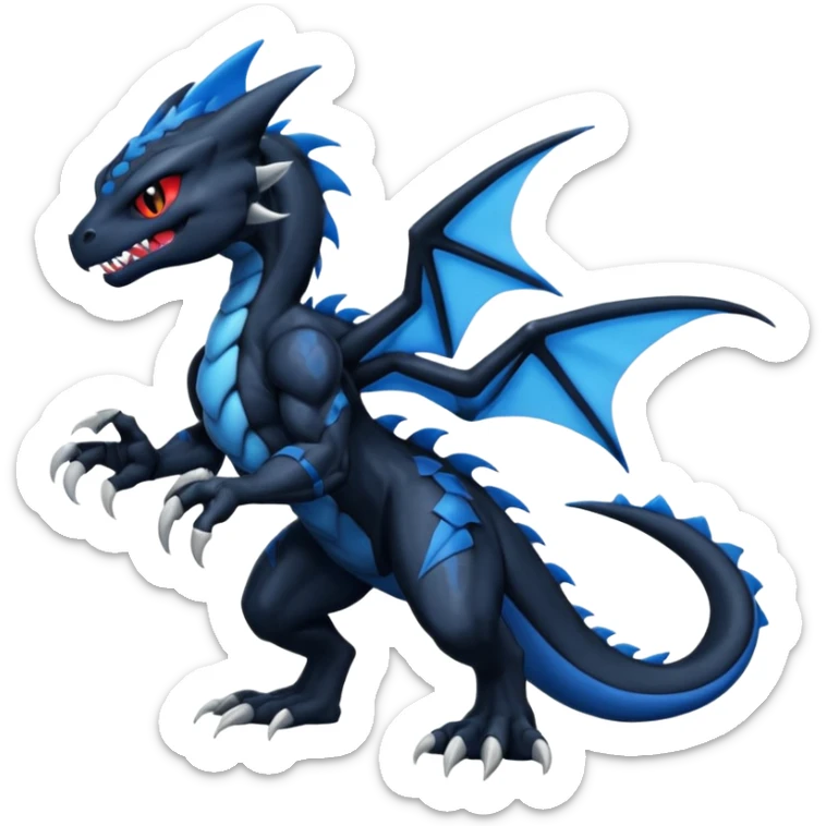Black and Blue Venom-Stitch-Zekrom-Salandit-Sneasel-fusion, full body sticker