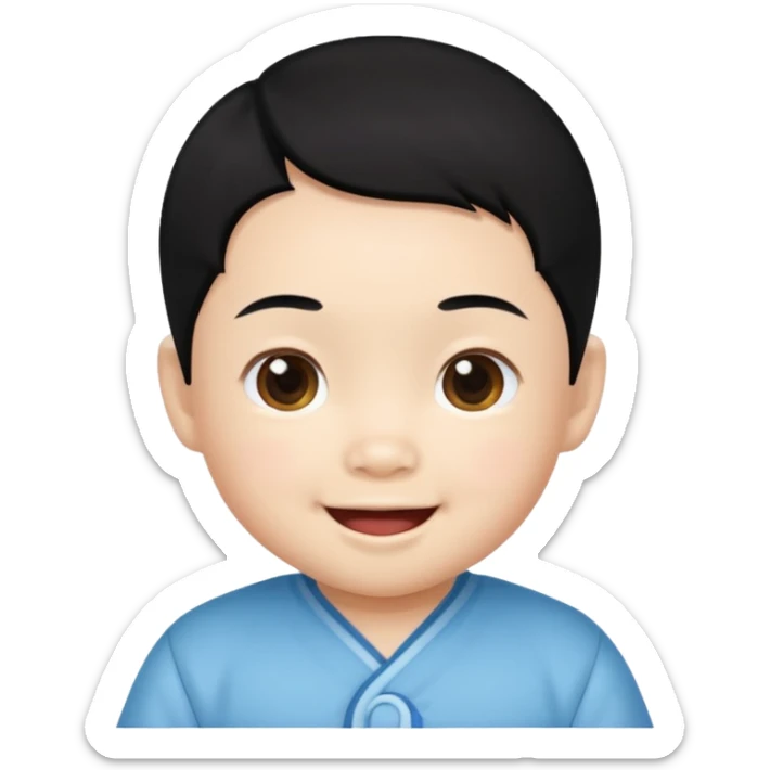 photorealistyc Chinese baby with black hair sticker