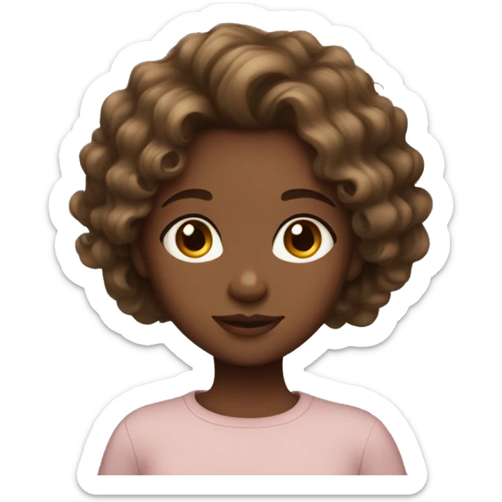 A brown skin girl with wavy hair and hazel eyes sticker