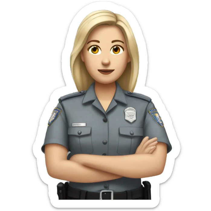 White Female correctional officer wearing grey Indiana department of corrections uniform  sticker