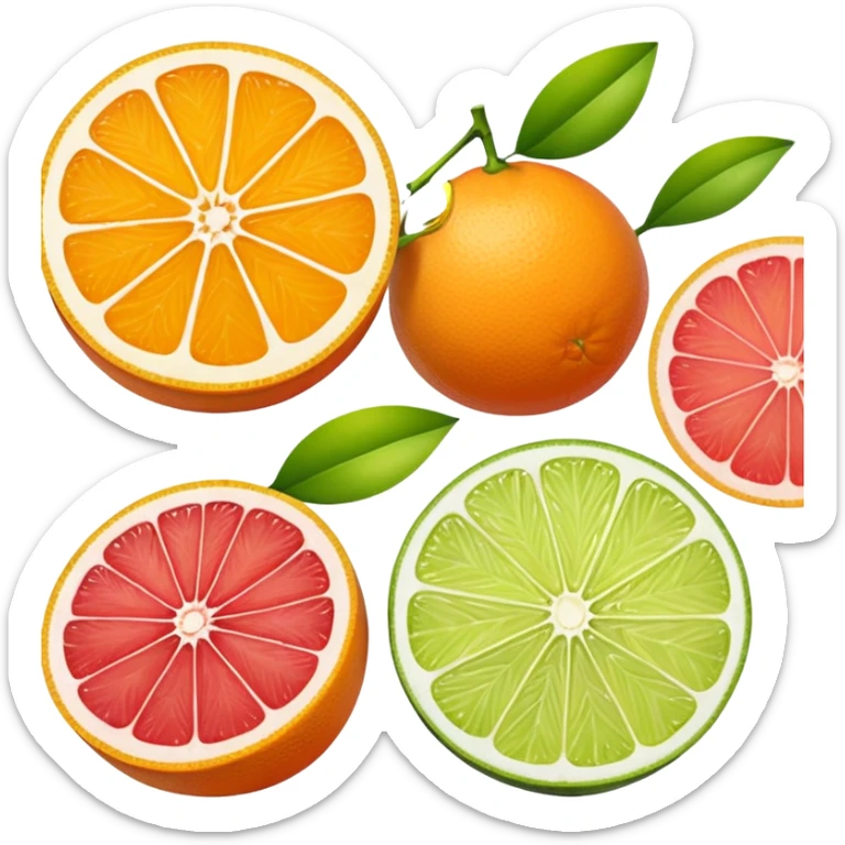 Emoji of slices of oranges, lemon, lemongrass, lime, grapefruit sticker