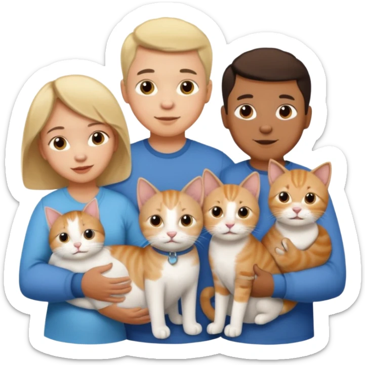Un bebé Un niño de 10 años y papá y mamá tambien un gato y un perro todos son parte de la familia sticker