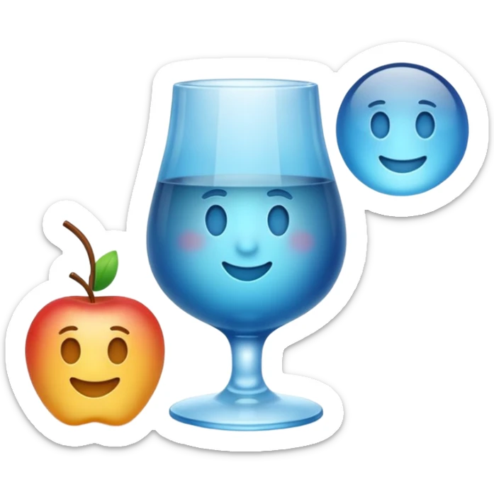 Make a standard set of emoji (all) in the style of glass from Apple, volumetric with a 3D effect and a transparency effect, and a small one with a blue gradient or light blue sticker