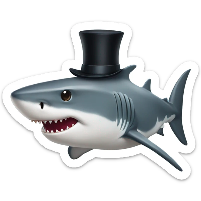 Shark with a top hat sticker