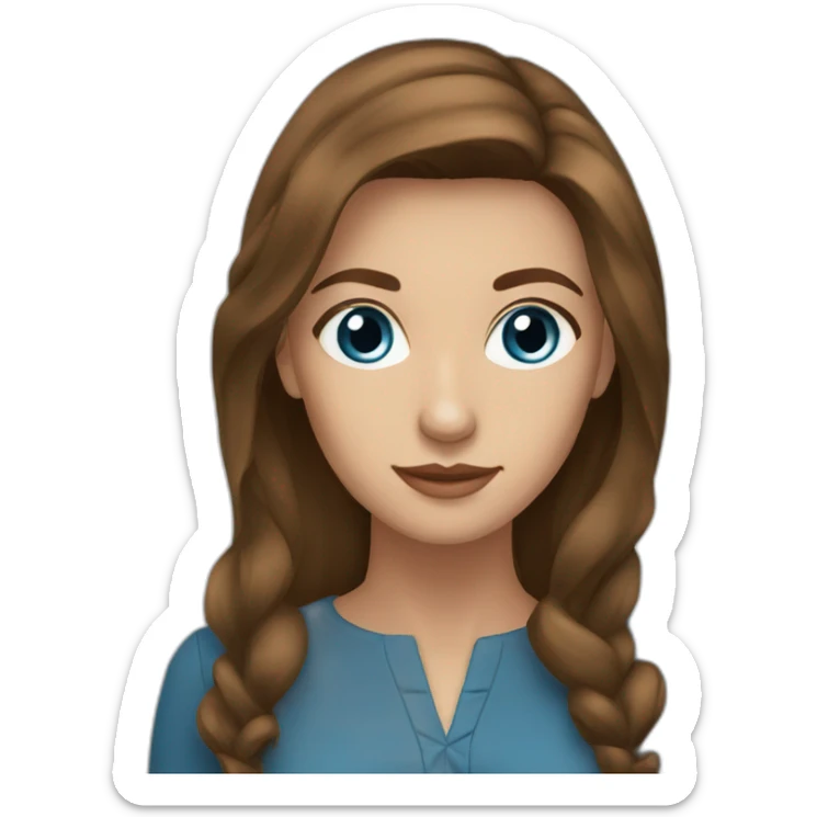 Blue eyes brown hair woman elegant sticker