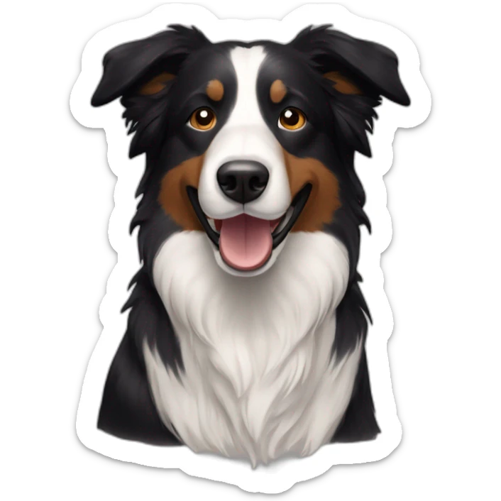 Black colour hair Border collie with Brown eyes and a stout on the nose sticker