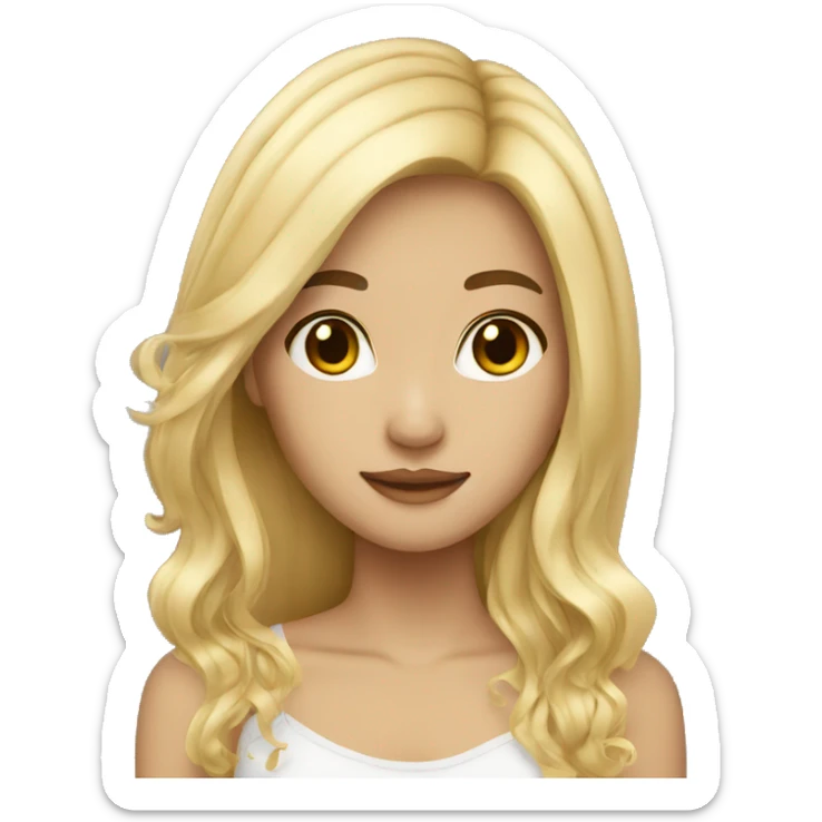 asian blonde long hair city girl sticker