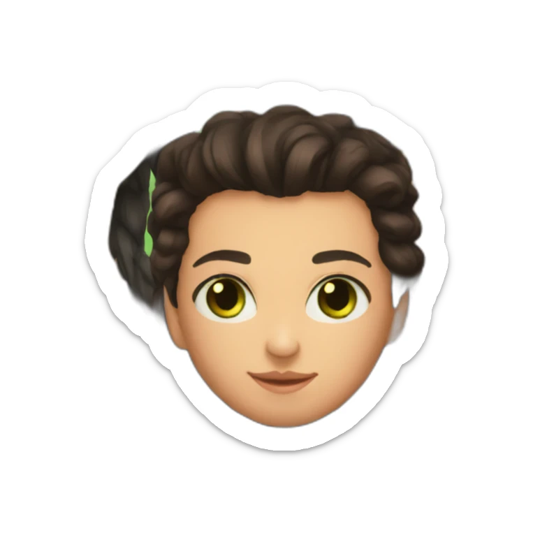 Dark hair and brown eyes girl with dark hair andgreen eyes boy who looks like a model sticker