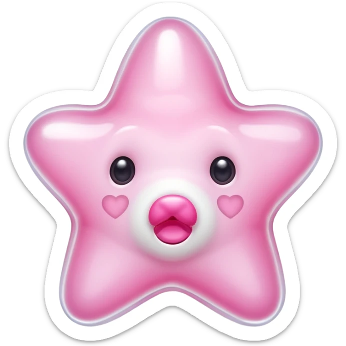 White jelly bear in the shape of a [unclear] with large pink heart-shaped eyes sticker