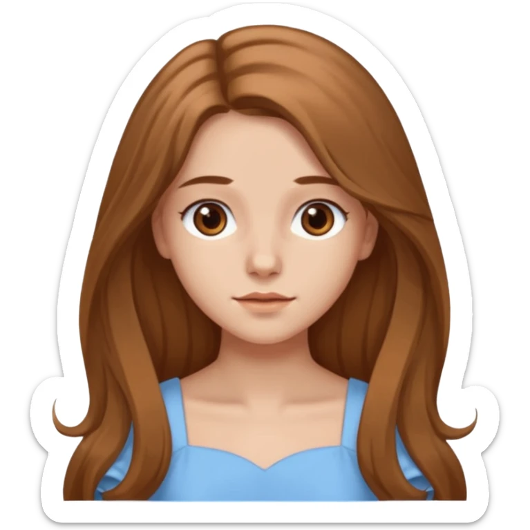 GloomyKassie light brown long hair, brown eyes, light blue dress sticker
