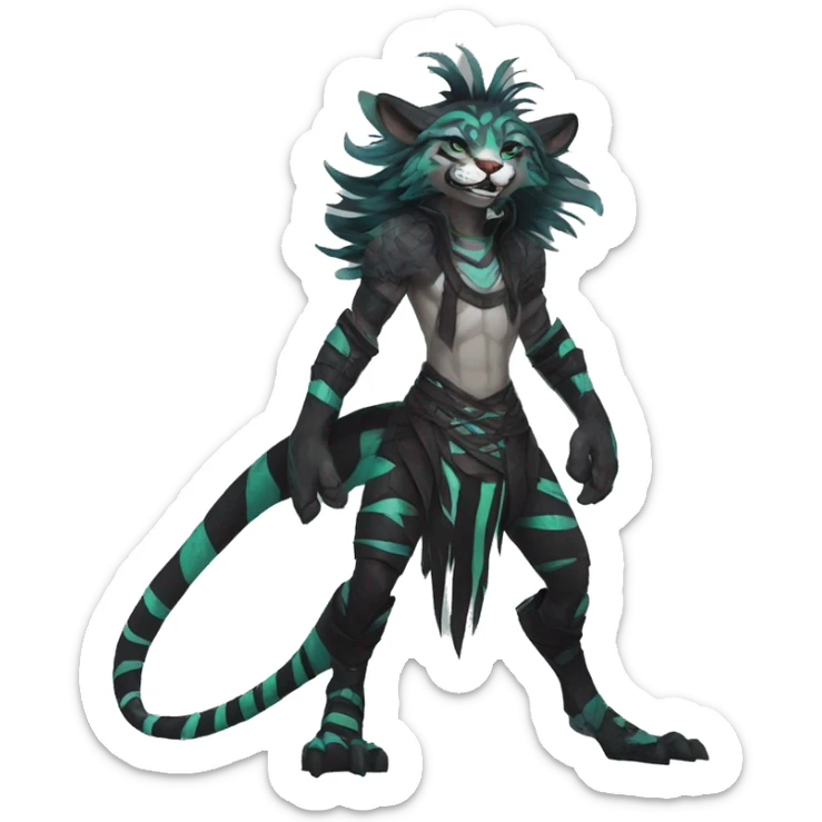 Cool Modern Edgy Vernid species with edgy stripe markings by LiLaiRa full body sticker