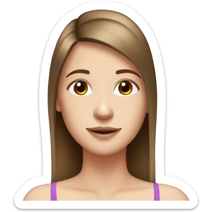 a white girl with milking brown straight hair that goes past her neck with brown eyes and long eyelashes sticker