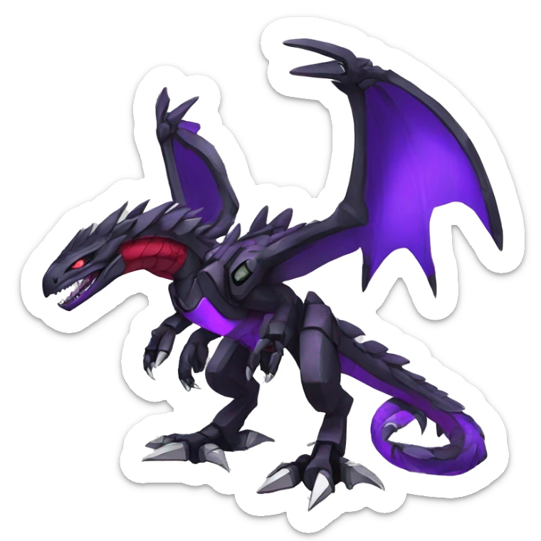  Cool Edgy Black Purple Red Digimon-Fakemon-Raptor-Dragon-Mecha full body sticker