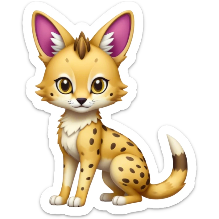 Cute Kawaii Epic Colorful Sergal-Serval-Vernid full body sticker