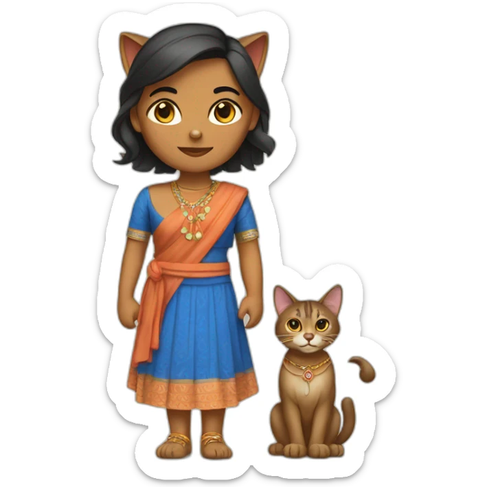 An Indian cat female wearing Indiana dress sticker