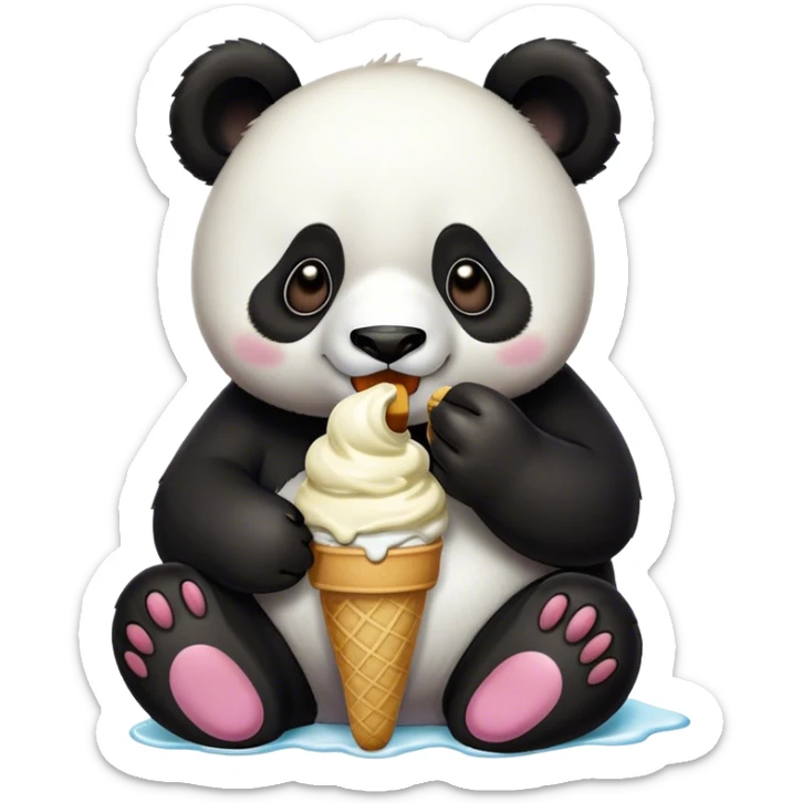 Panda eating ice cream sticker