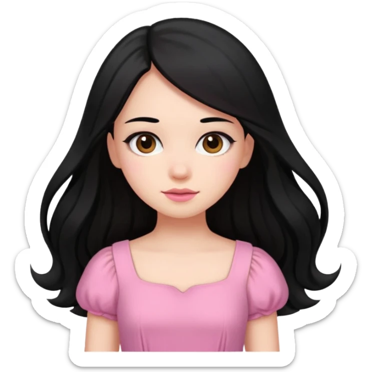 Long black hair girl wearing a dress being a girly girl  sticker