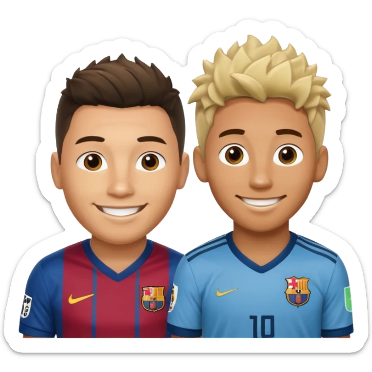 Prime noodle hair ronaldo and prime 2012 messi Smiling in one Photo and make it realistic  sticker