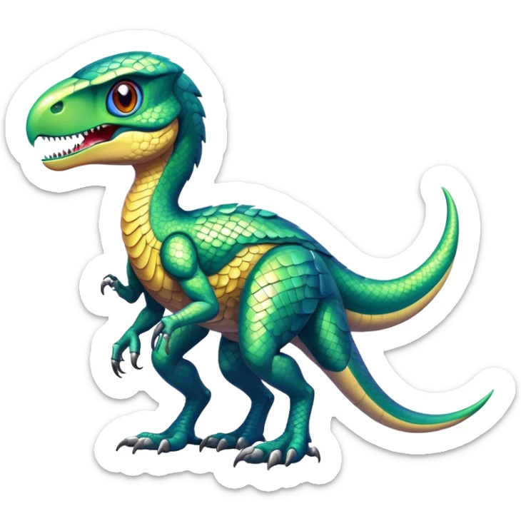 Shiny Futuristic Fakemon-Pokemon-Digimon-Spectrobes-Raptor-fusion, full body sticker