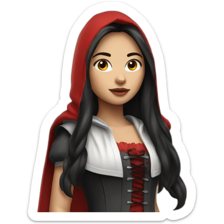 red-ridding-hood-girl-with-long-black-strait-hair-with-white-break sticker
