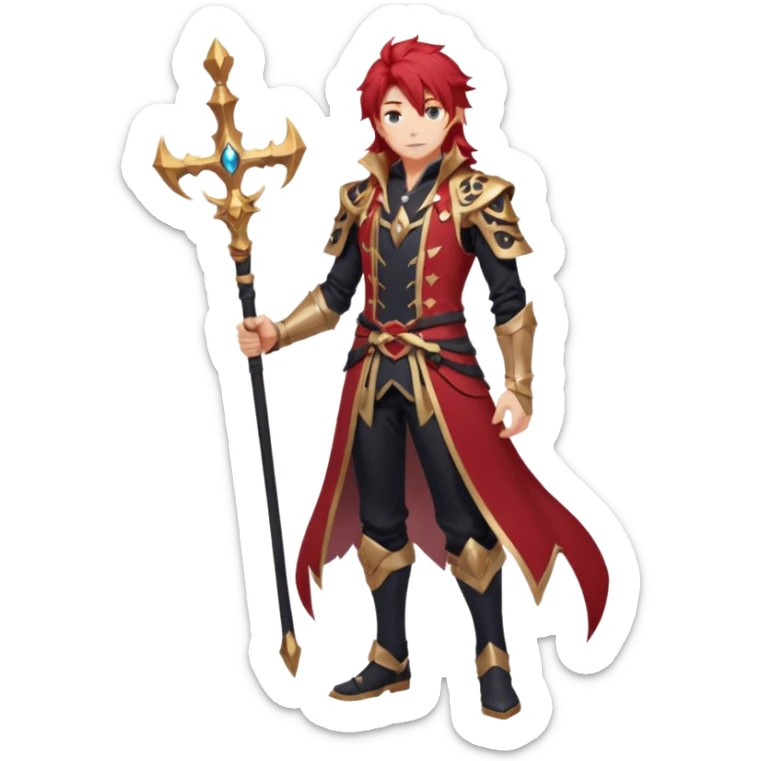 Diluc from Genshin Impact (full body) (tall adult male) (long hair) sticker