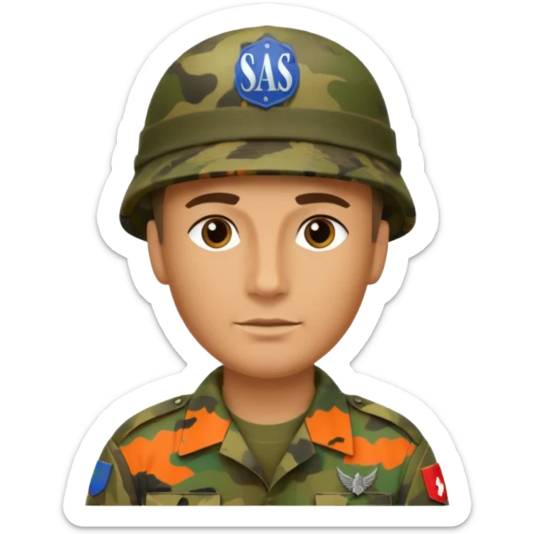 S.A.S mit salotiertem Soldaten in Tarnfarbe und den SAS Buchstaben auf der Mütze sticker