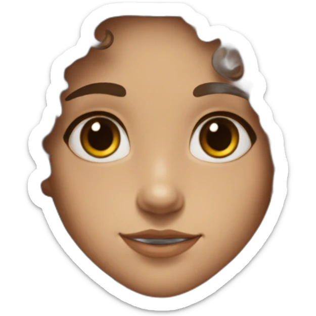 half faun half human girl with long curly brown hair and brown eyes with freckles on her face in a black fluffy cloak sticker