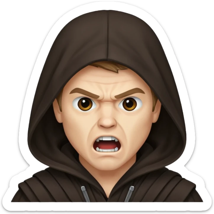 angry screaming anakin skywalker  hooded covering half of the face sticker