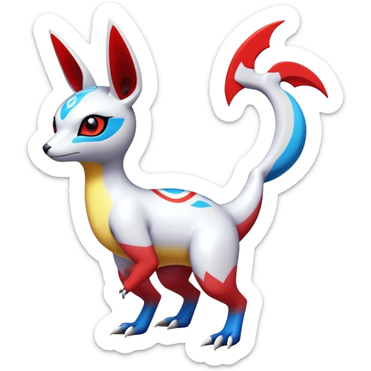  Cute Shiny Exotic Colorful Guilmon-Latias-Koraidon-Umbreon-Fakémon-hybrid-creature (full body)  sticker