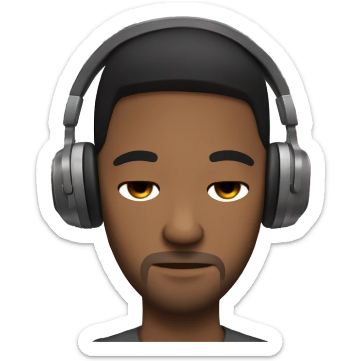 sleepy zzz brown skin man with black hair with a pair of headphones on sticker