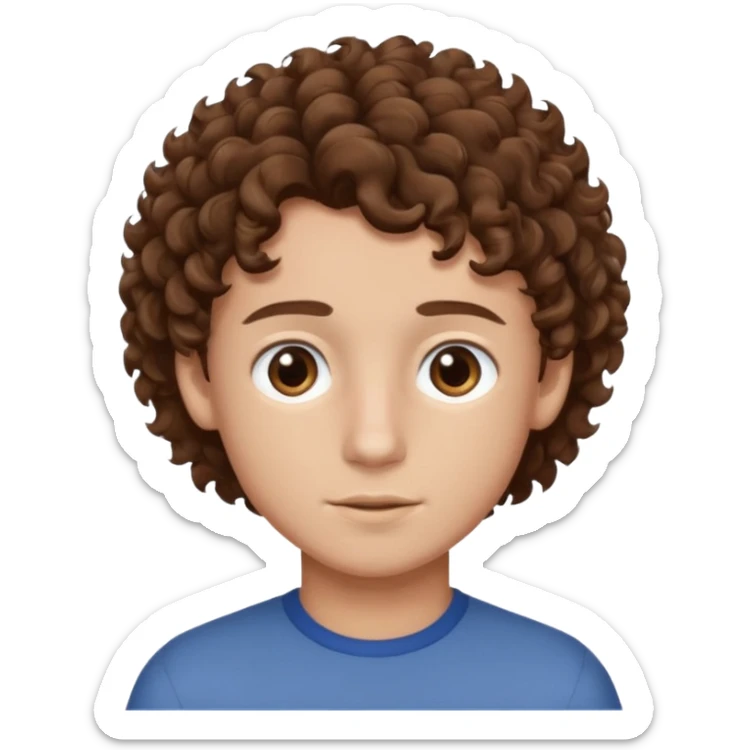 boy,  brown hair, curly hair, brown eyes,  skin, , hair edger  sticker