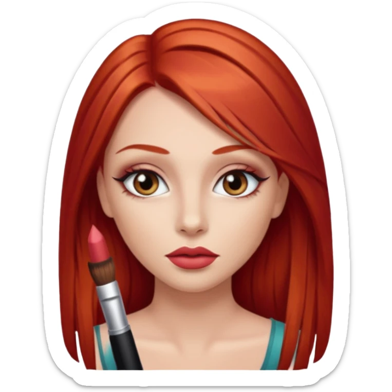 una chica con los labios y los ojos maquillados, de piel blanca con el pelo liso y largo y pelirrojo sticker