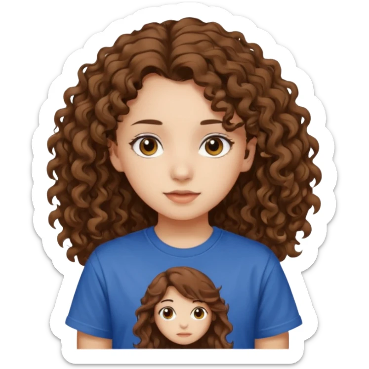 Brown eyes, long curly brown hair straykids t-shirt girl sticker