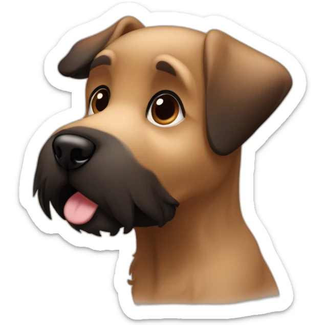 bouvier fawn brown and black puppy face very long hair smiling dark ears sticker